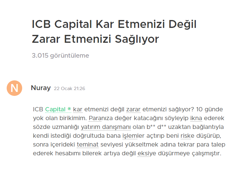 ICB Capital Şikayet