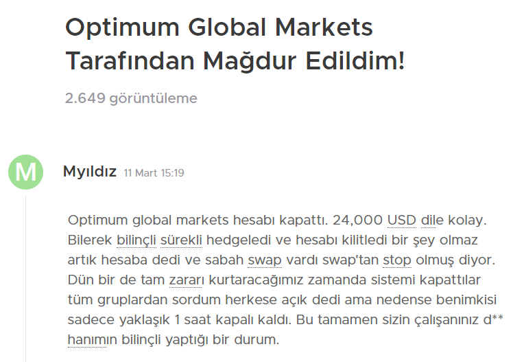 optimum global markets şikayet yorum